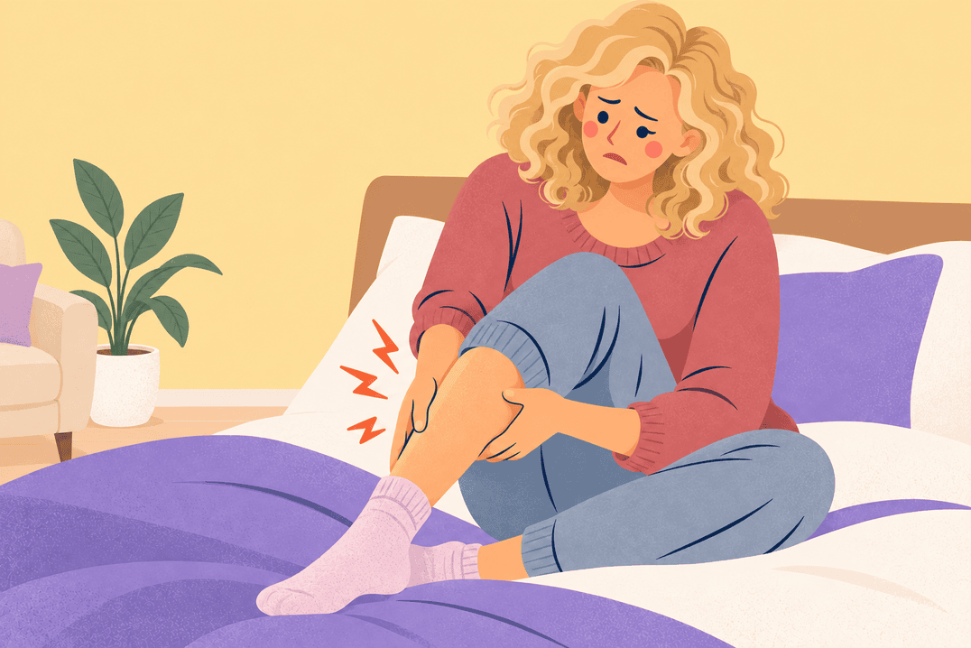 Illustration about leg cramps at night