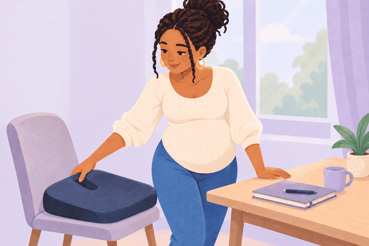 Illustration about tailbone pain while pregnant