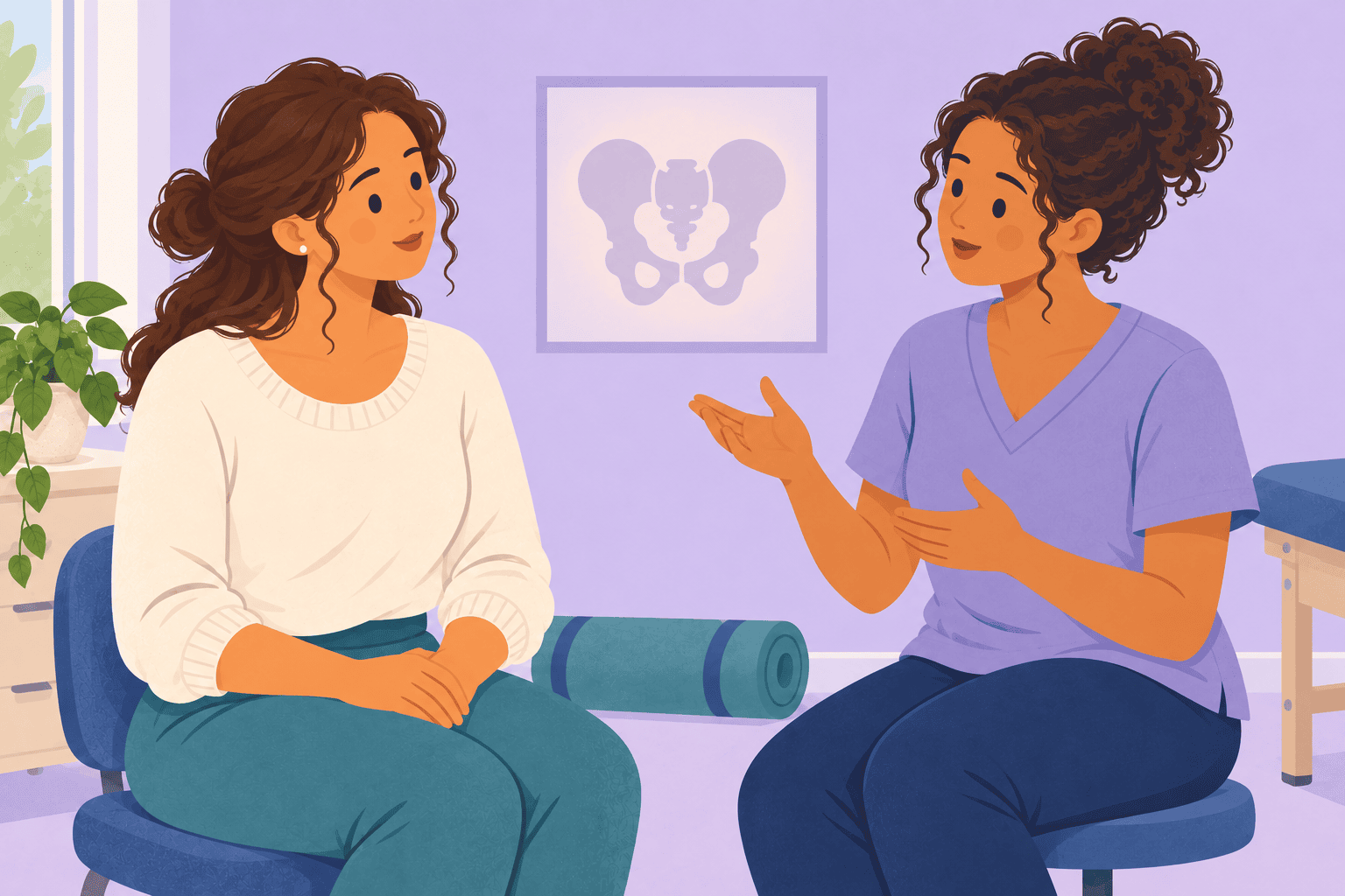 Illustration about pelvic floor exercises in pregnancy