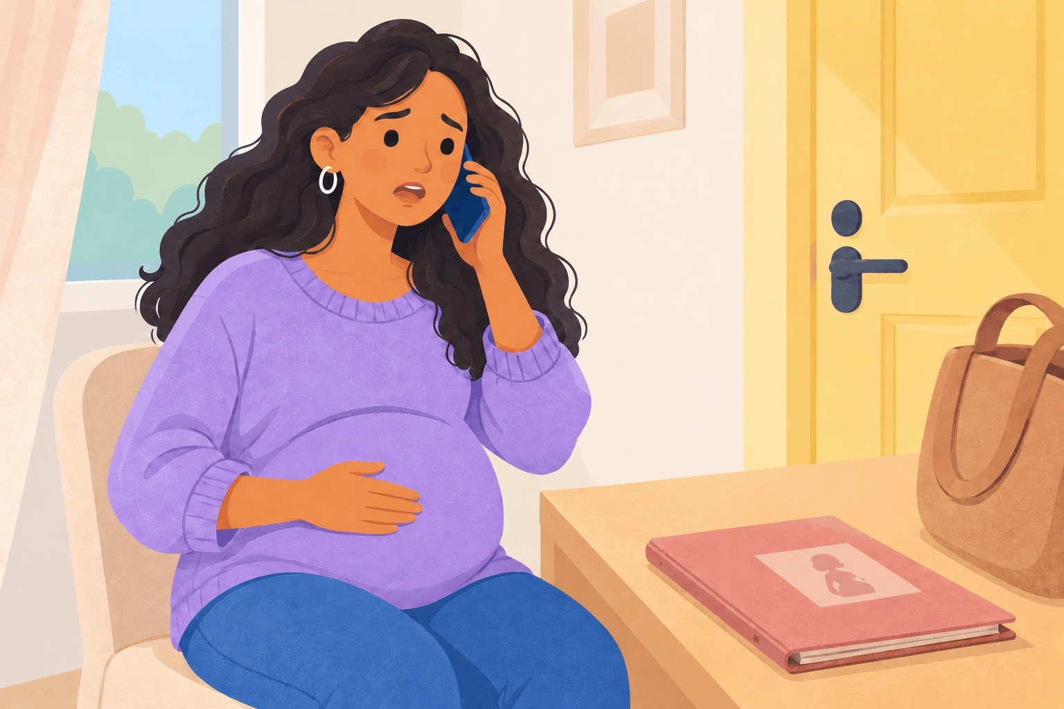 Illustration about abdominal pain with bleeding