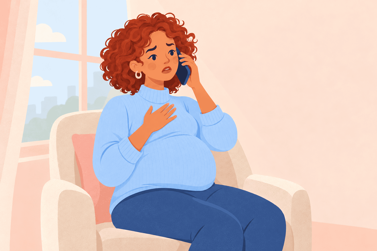 Illustration about breathlessness in pregnancy