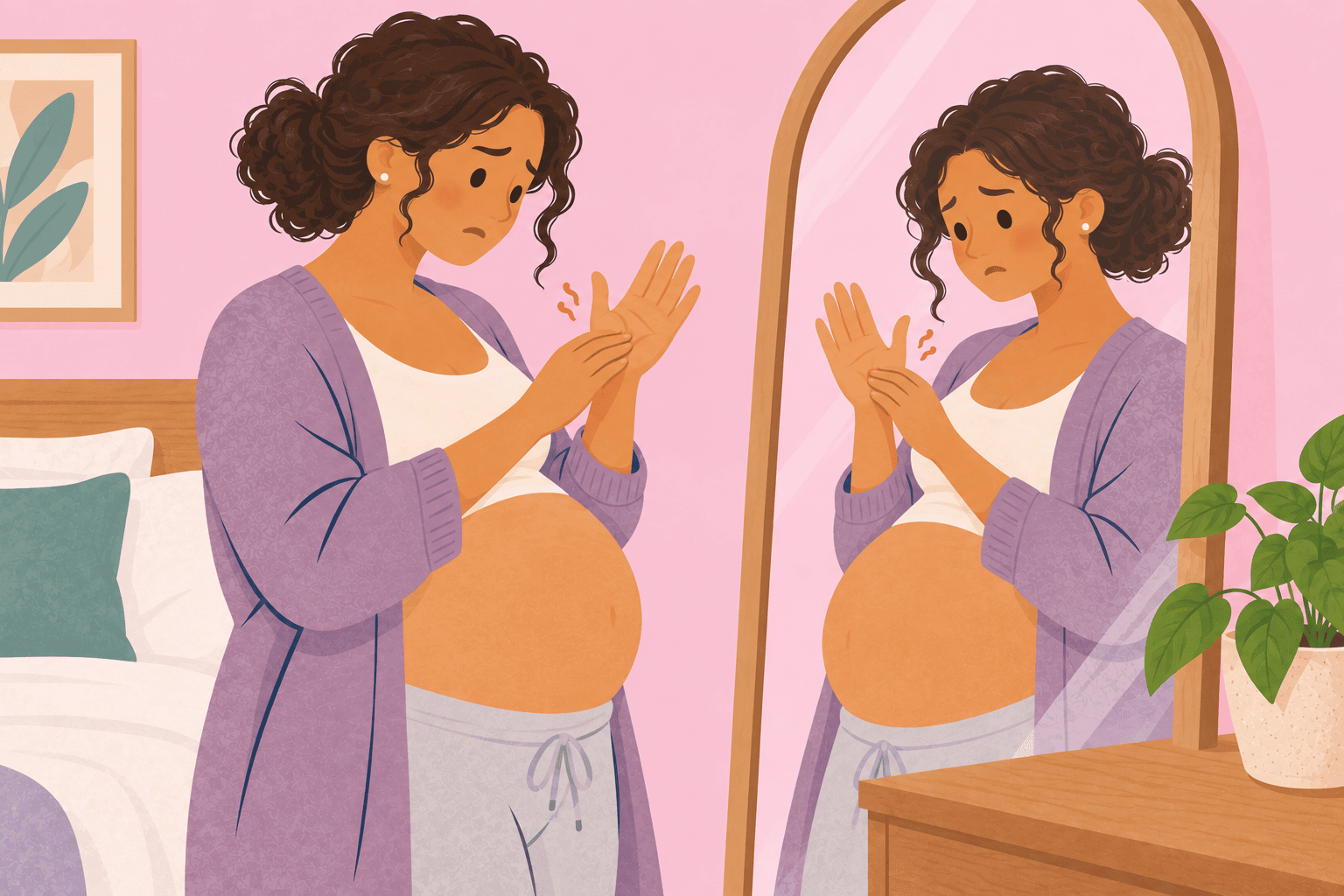 Illustration about itching in pregnancy