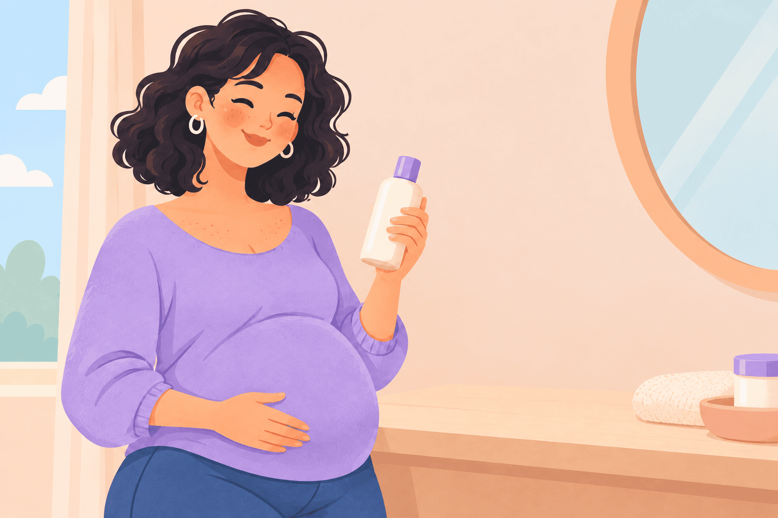 Illustration about pregnancy stretch marks