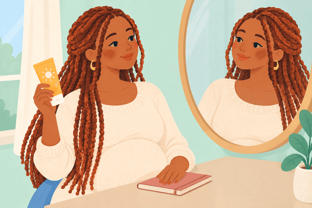 Illustration about darkened skin in pregnancy