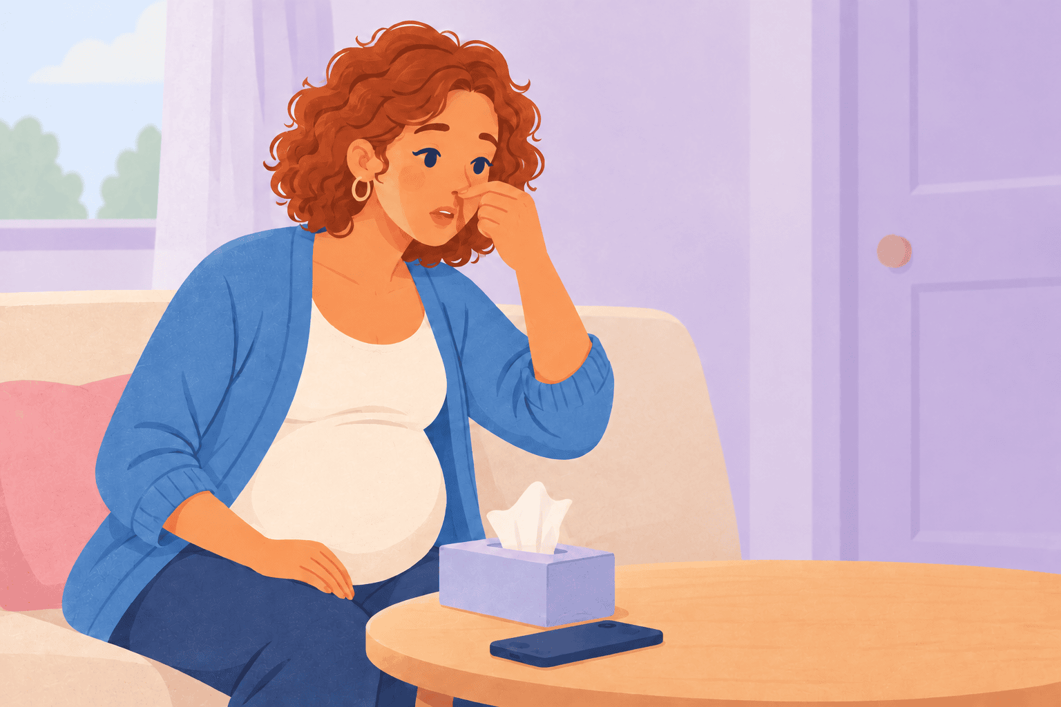 Illustration about nosebleeds while pregnant
