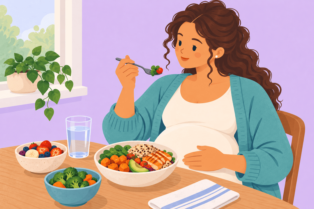 Illustration about pregnancy nutrition