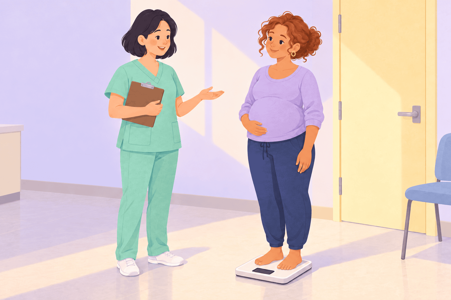 Illustration about pregnancy weight gain