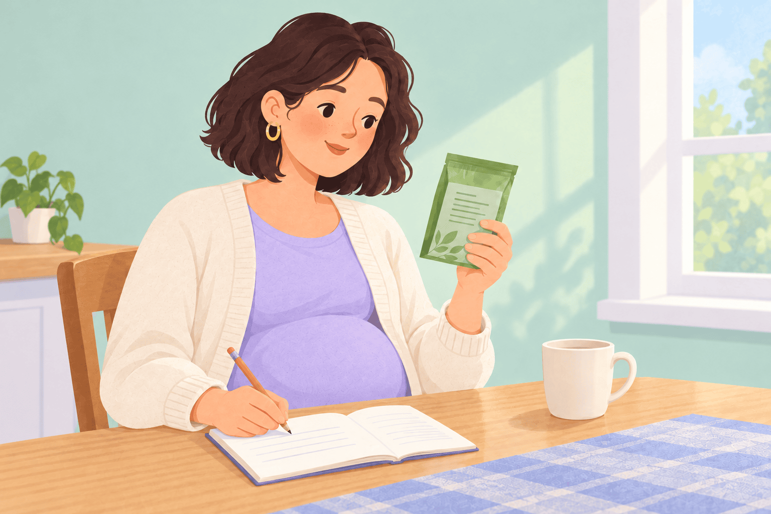 Illustration about tea while pregnant