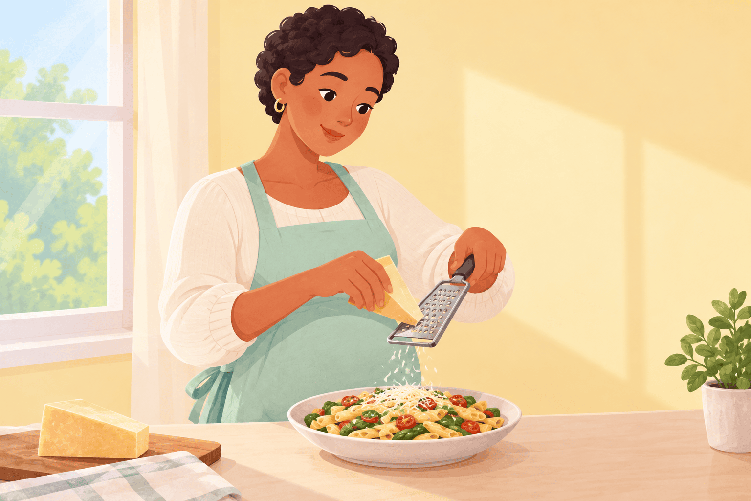 Illustration about cheese during pregnancy