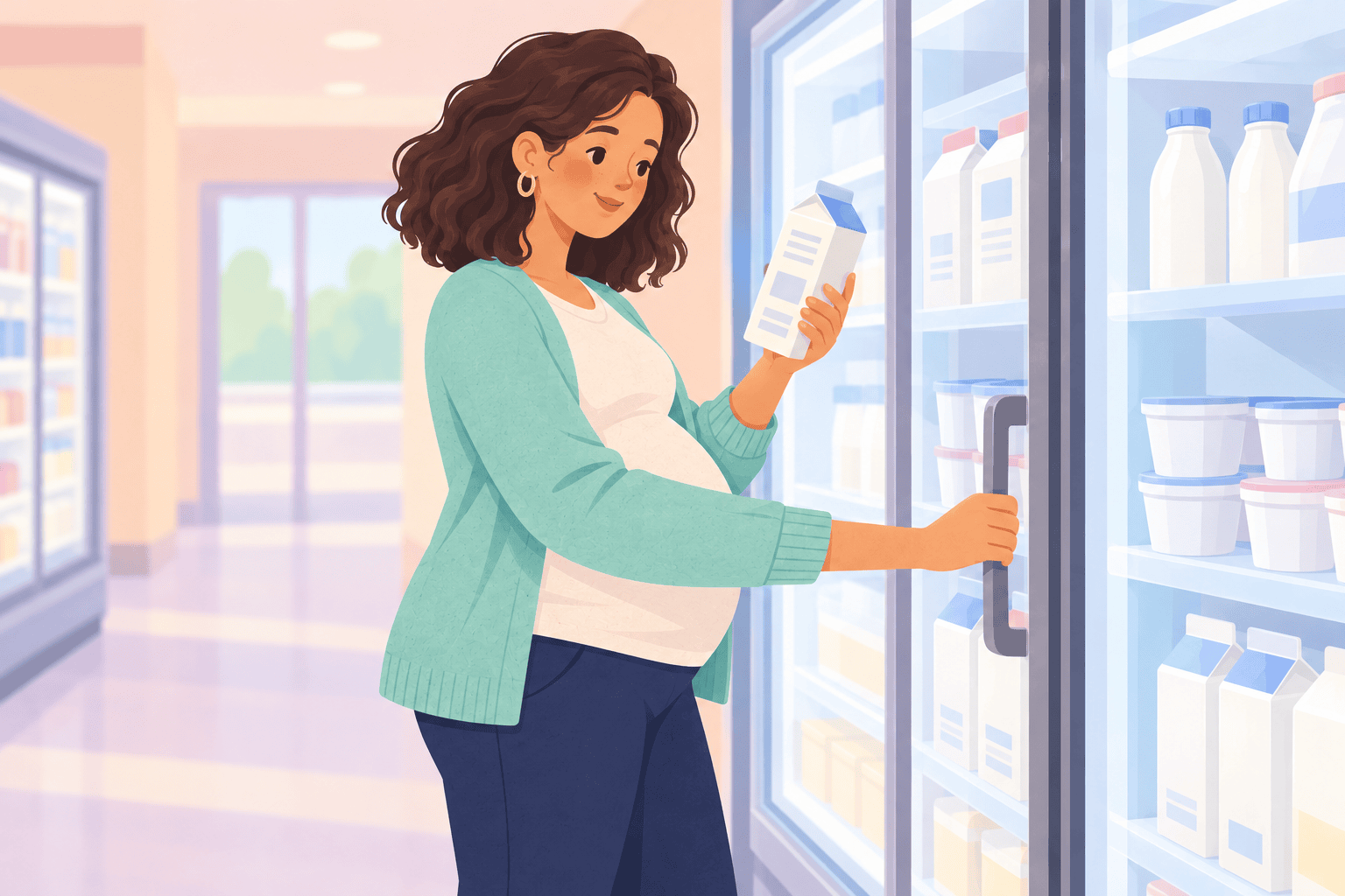 Illustration about unpasteurized foods in pregnancy