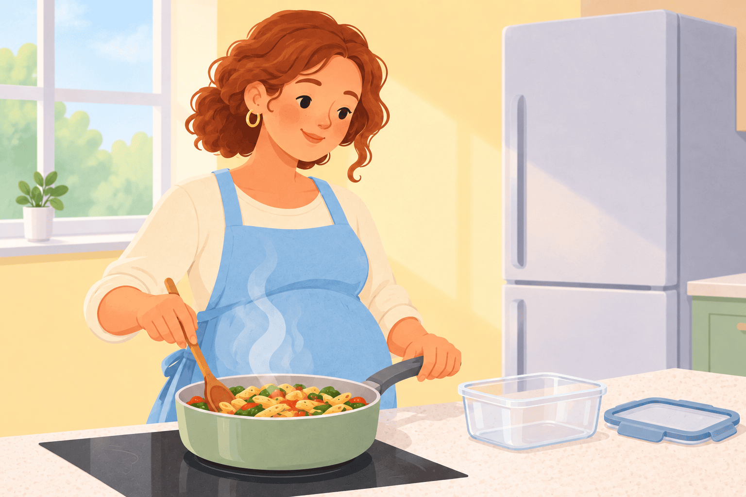 Illustration about leftovers during pregnancy