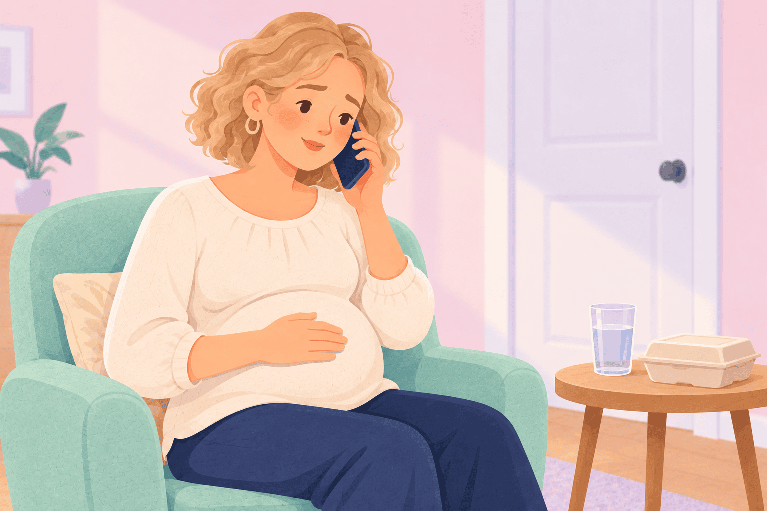 Illustration about food poisoning while pregnant