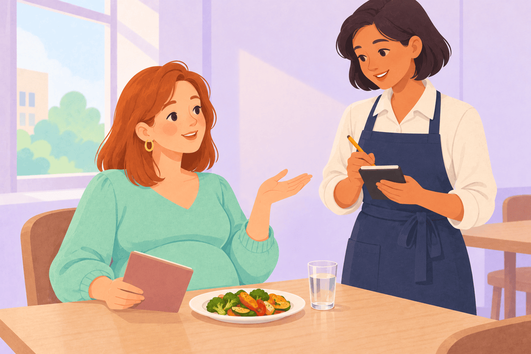 Illustration about eating out during pregnancy