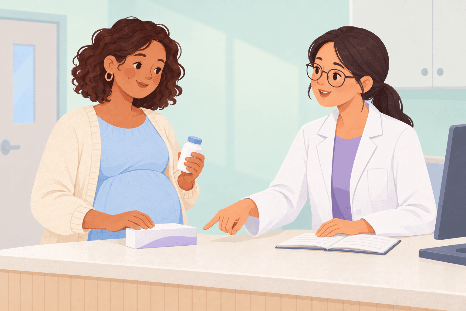 Illustration about medicines in pregnancy