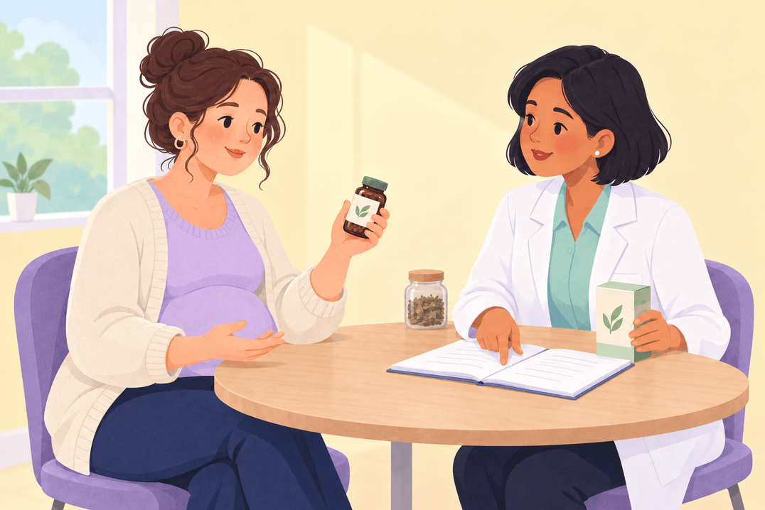 Illustration about herbal remedies in pregnancy