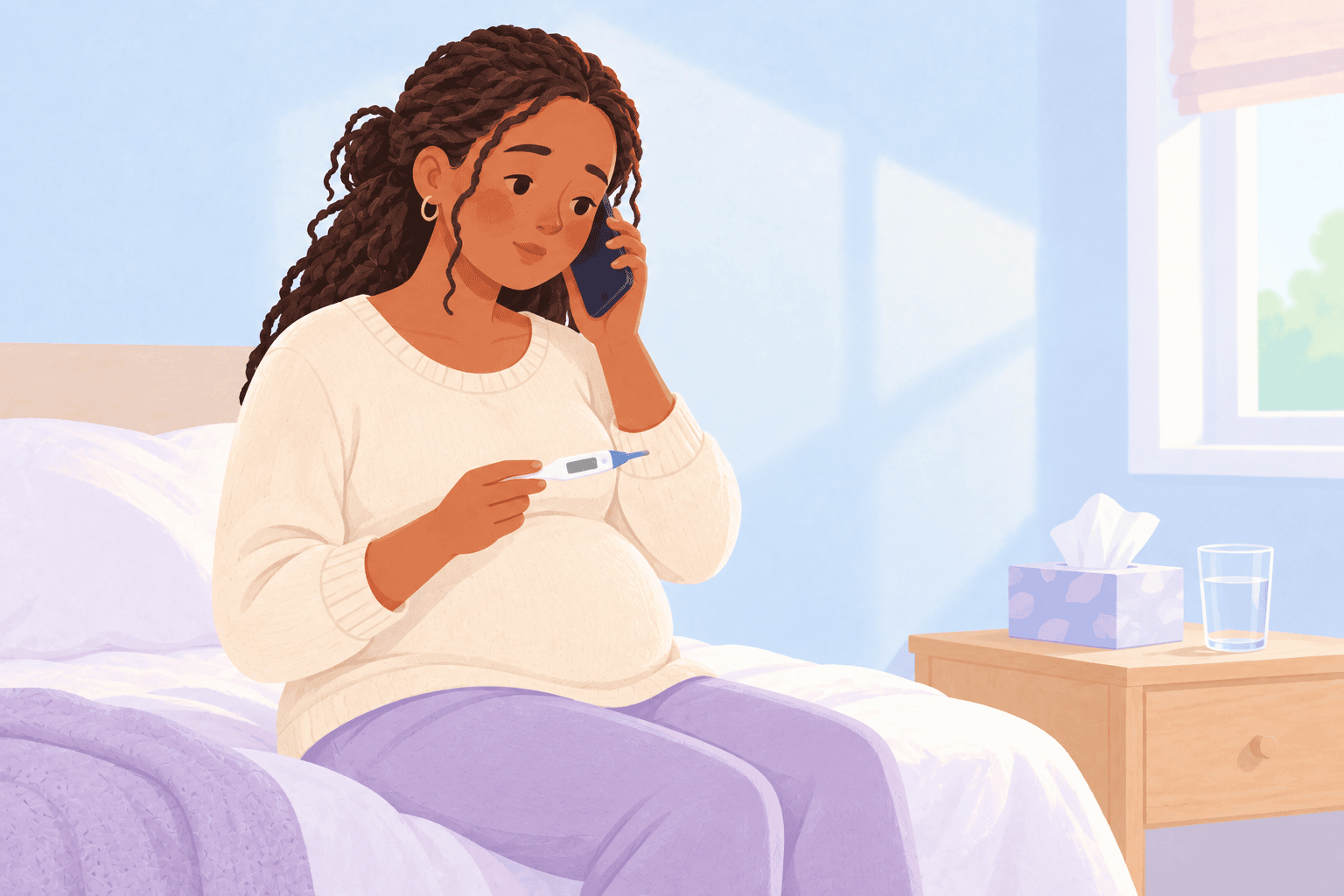 Illustration about flu during pregnancy