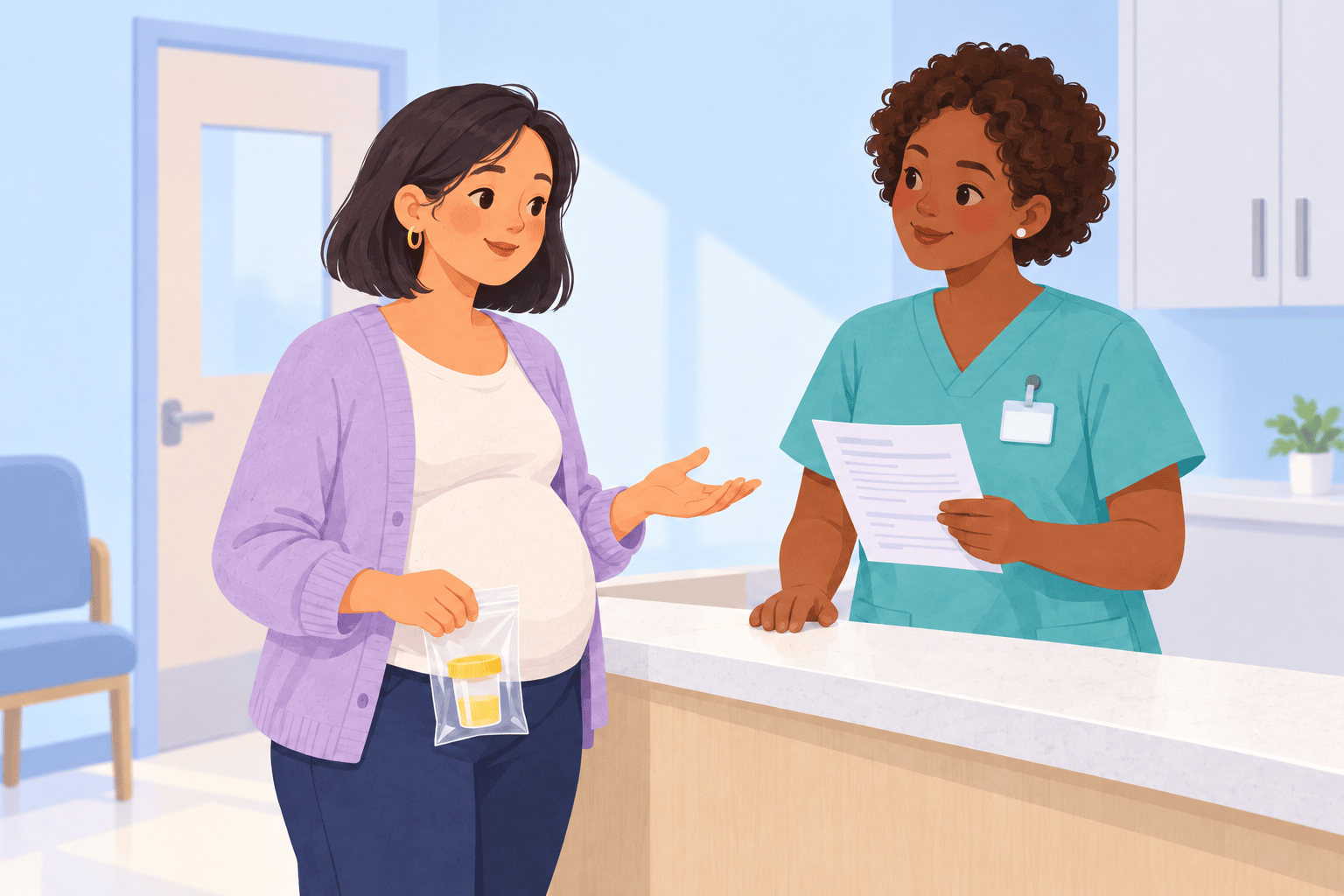 Illustration about urinary infections while pregnant