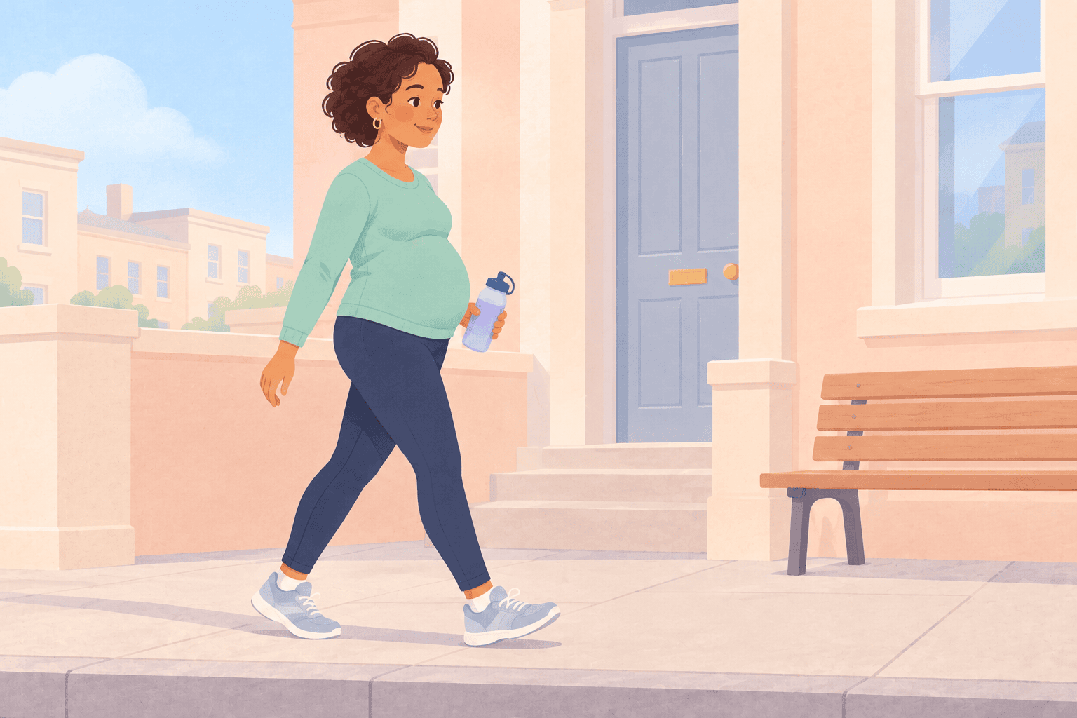 Illustration about walking while pregnant