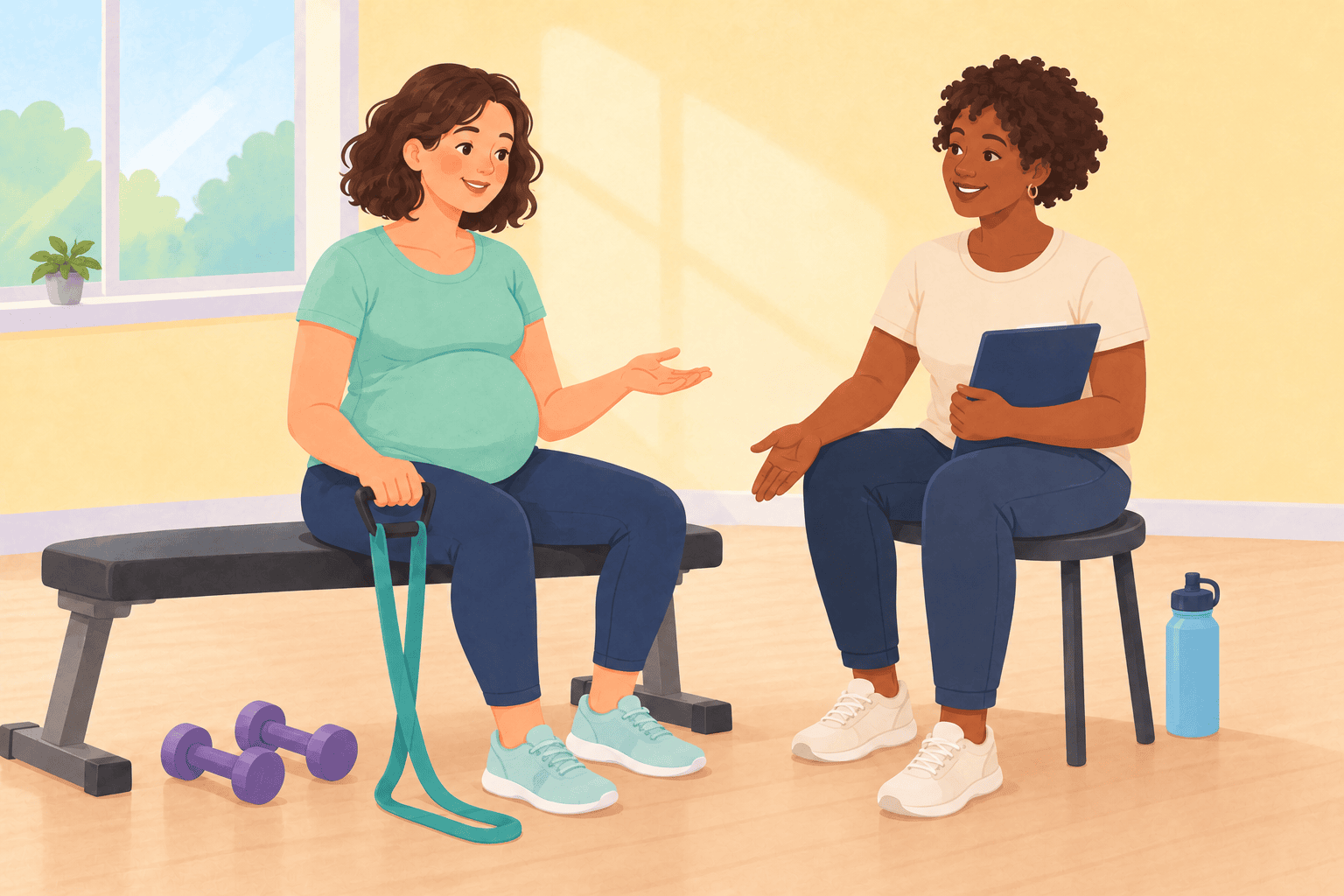 Illustration about strength training while pregnant