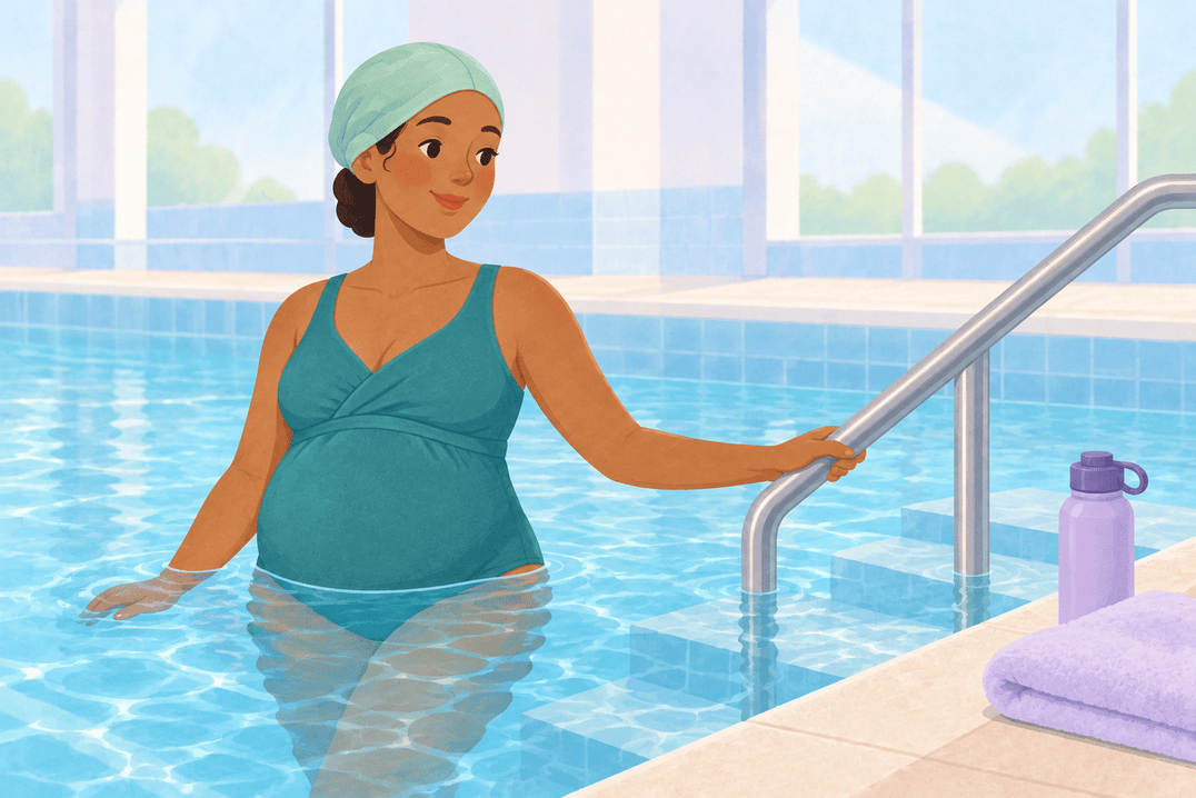 Illustration about swimming during pregnancy