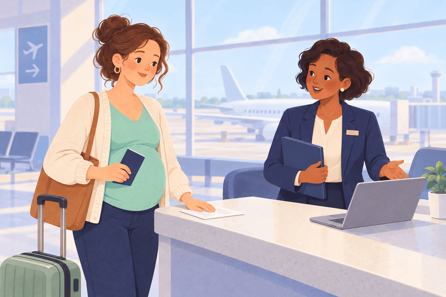 Illustration about flying during pregnancy