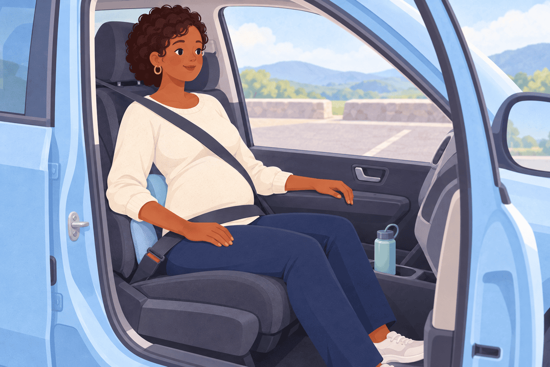 Illustration about long car journeys while pregnant