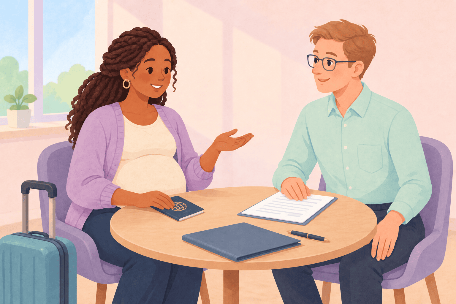 Illustration about travel insurance in pregnancy