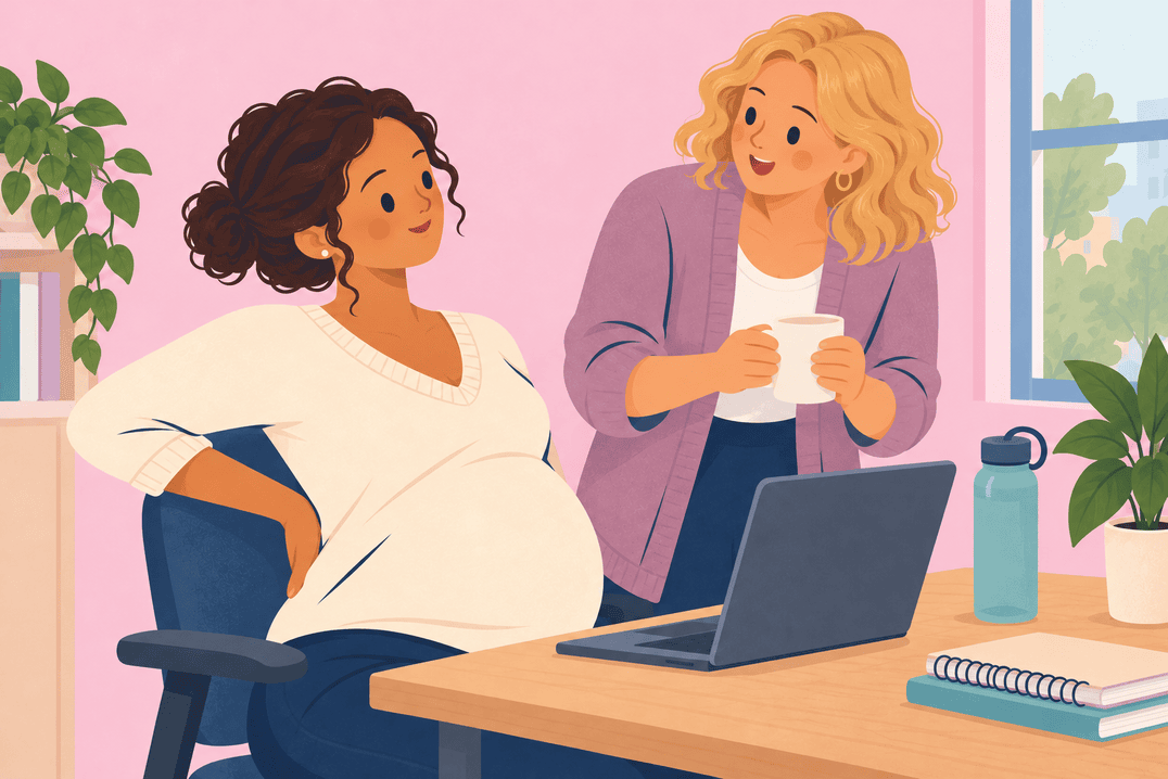 Illustration about working on your feet while pregnant