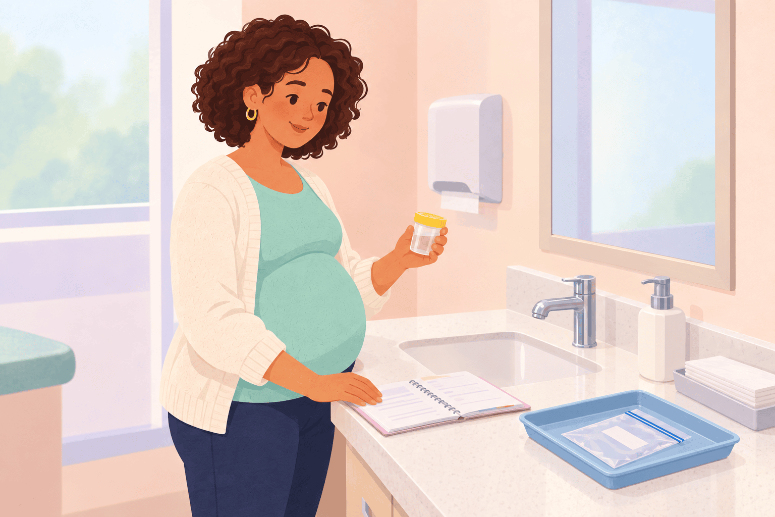 Illustration about urine tests in pregnancy
