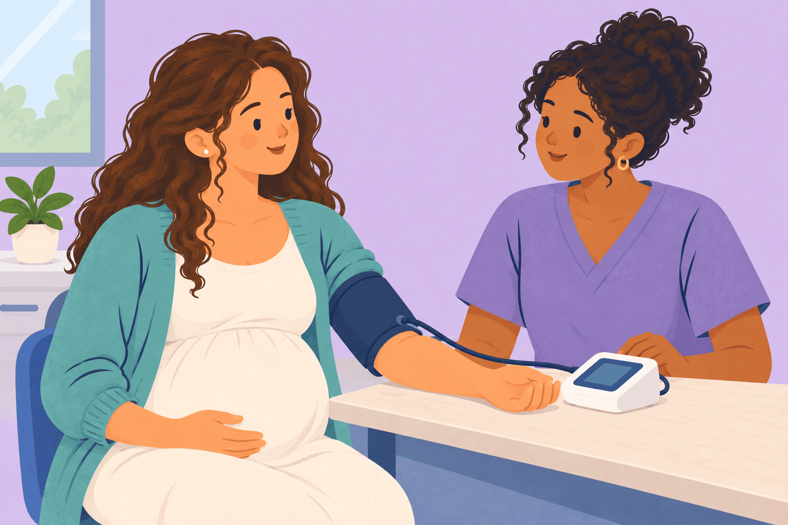 Illustration about blood pressure checks while pregnant