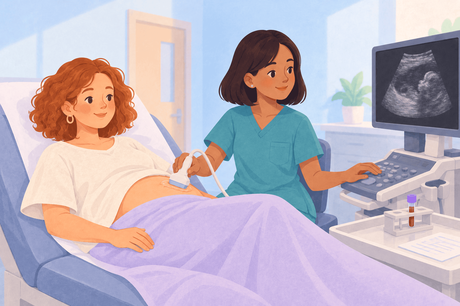 Illustration about combined screening in pregnancy