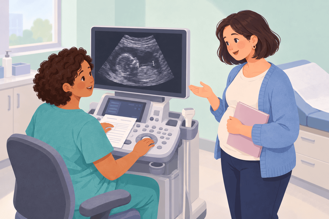 Illustration about baby growth scans