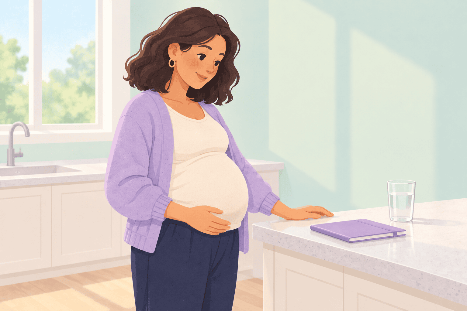 Illustration about baby hiccups in the womb