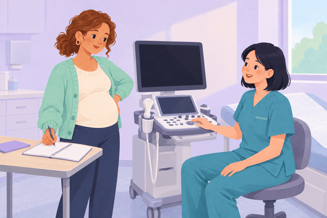 Illustration about week 18 of pregnancy