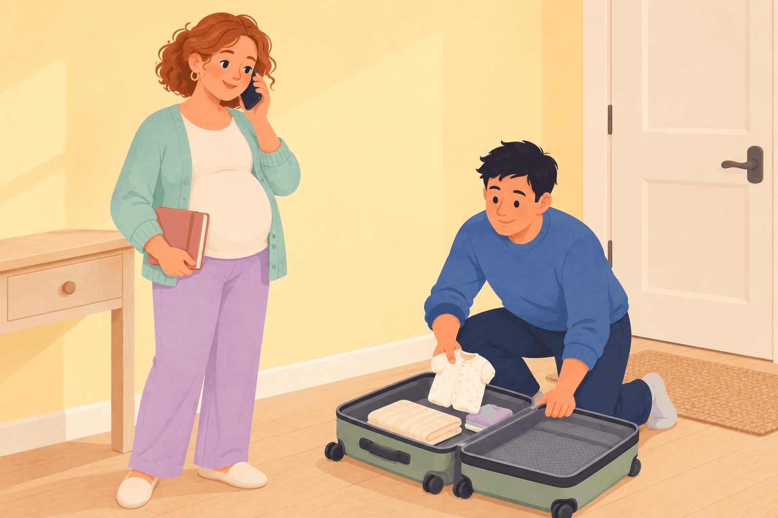 Illustration about week 34 of pregnancy