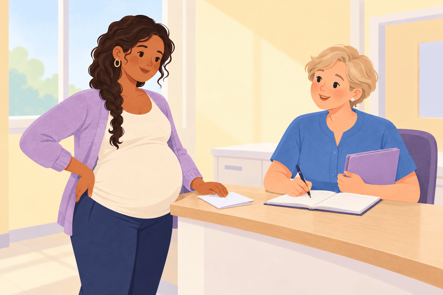 Illustration about week 40 of pregnancy