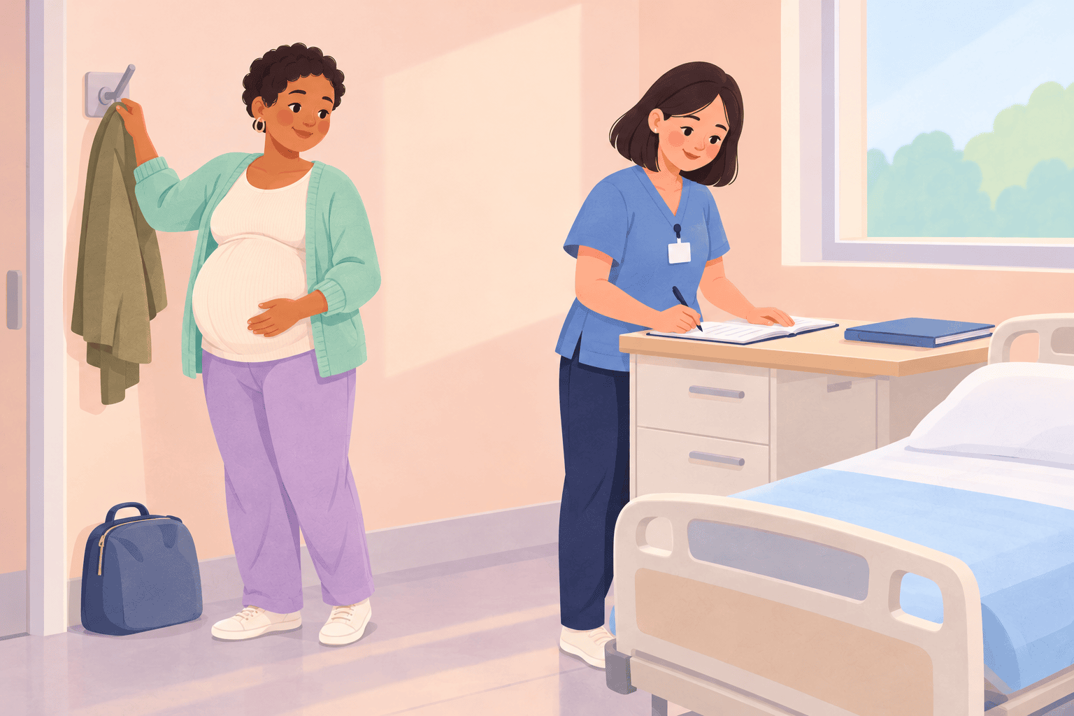 Illustration about week 42 of pregnancy