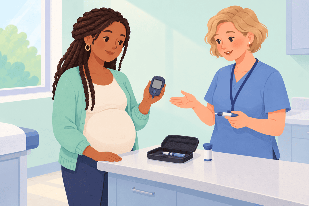 Illustration about blood sugar monitoring in pregnancy