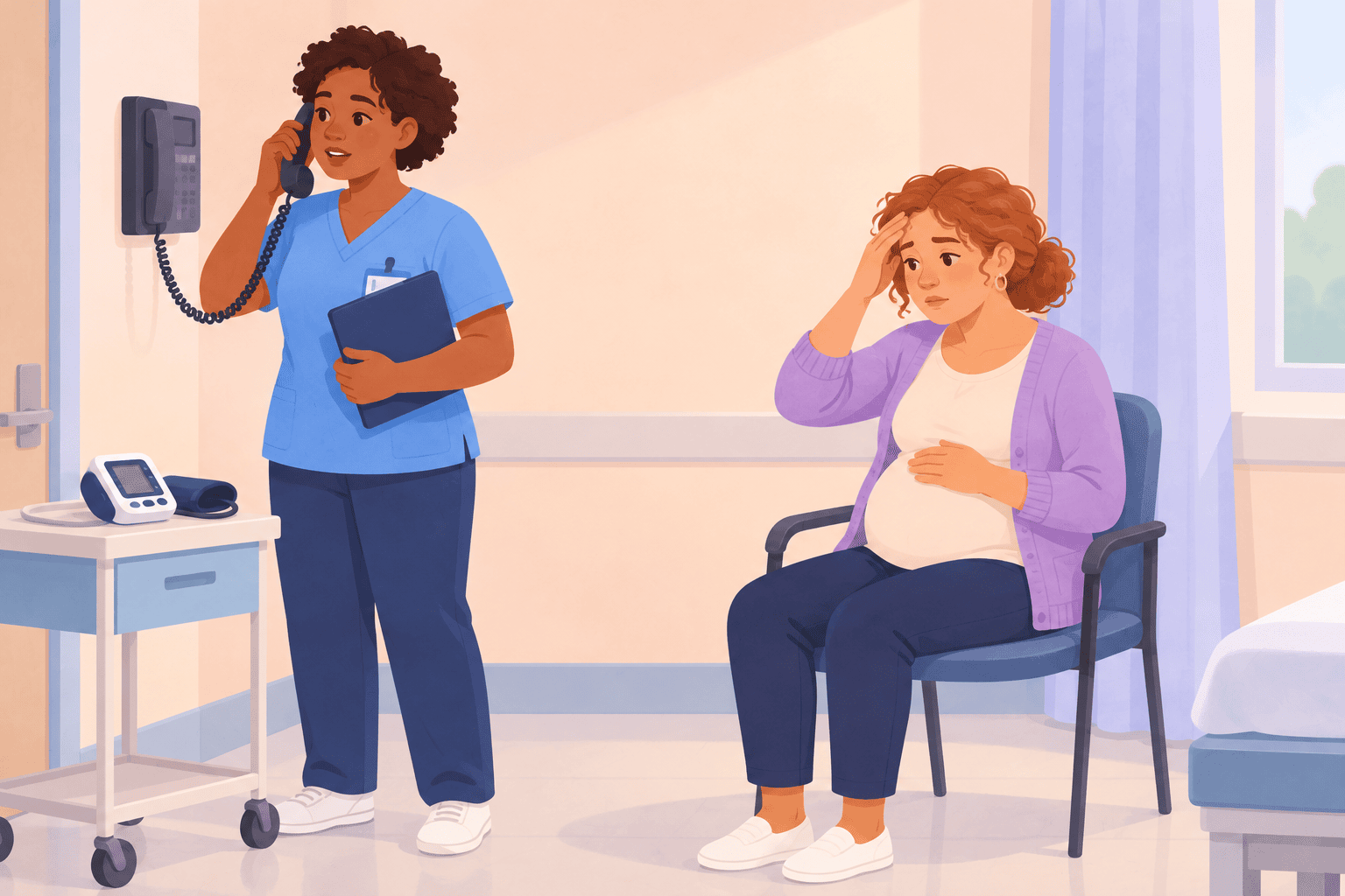 Illustration about preeclampsia symptoms