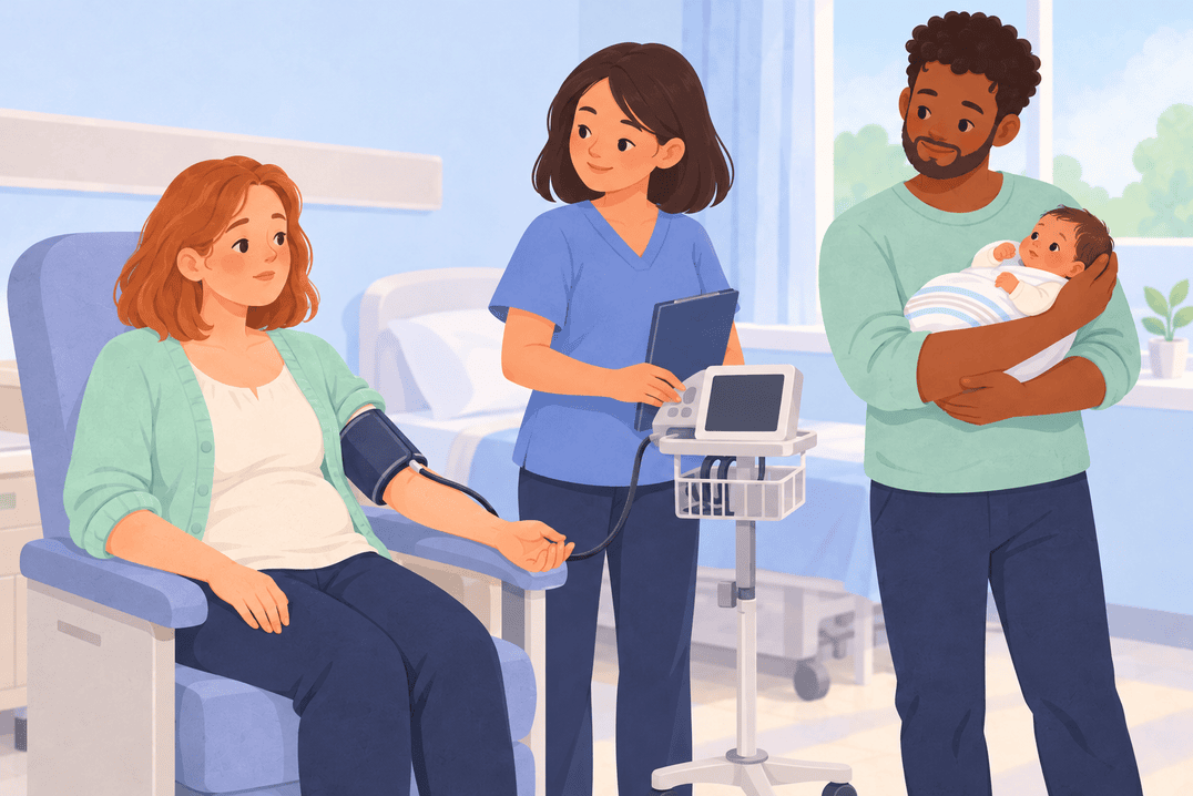 Illustration about postpartum preeclampsia