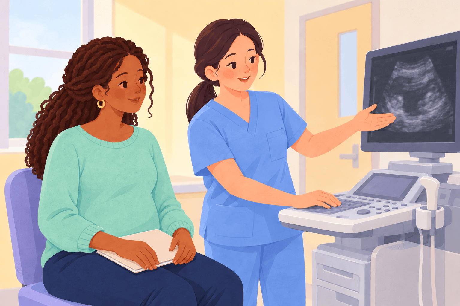 Illustration about shared placentas in twin pregnancy