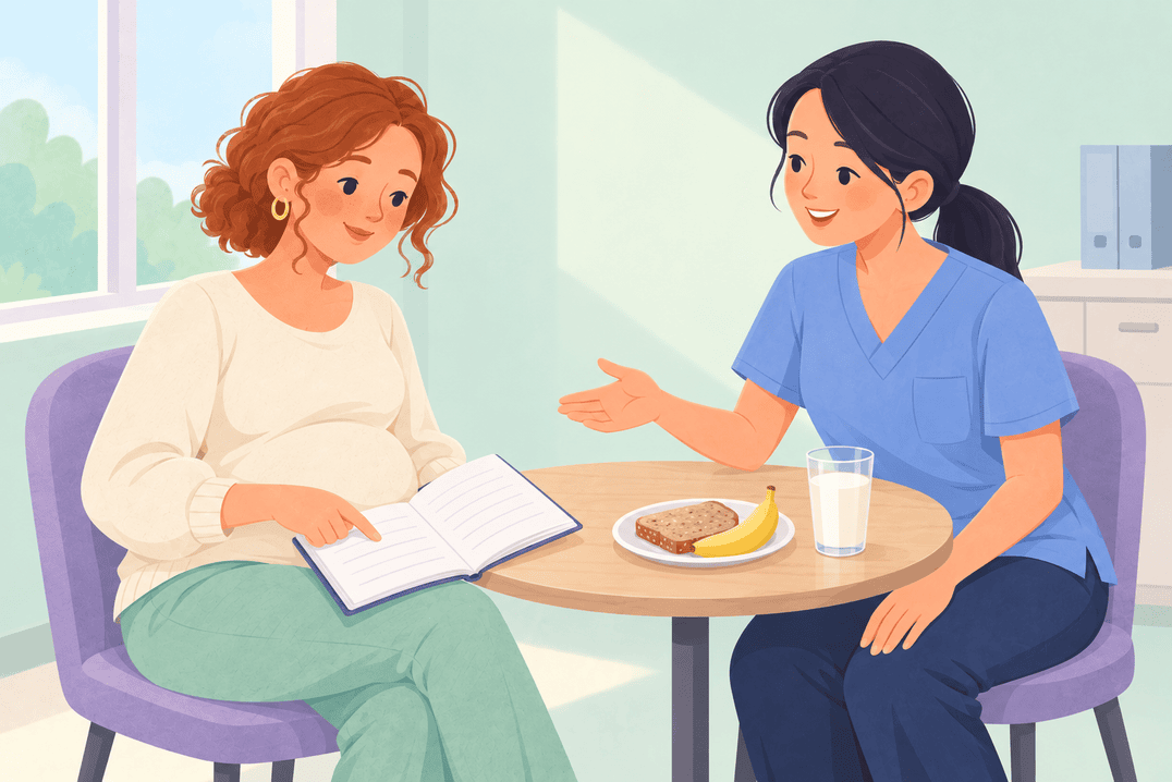 Illustration about nutrition in a twin pregnancy