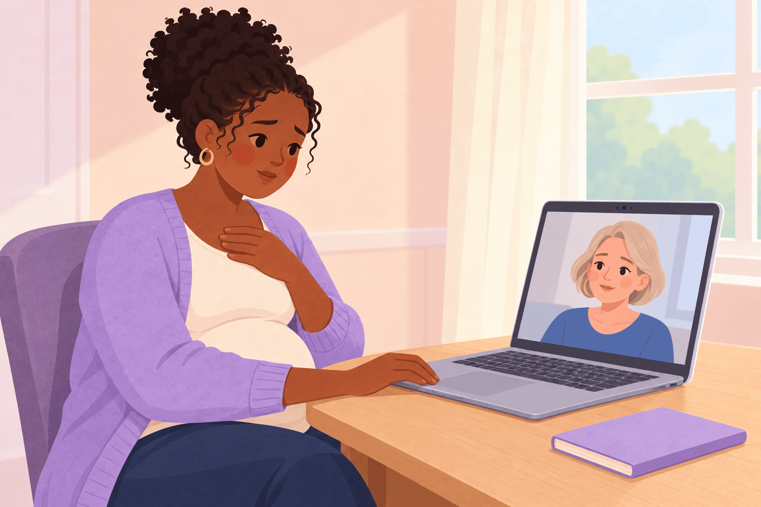 Illustration about pregnancy anxiety