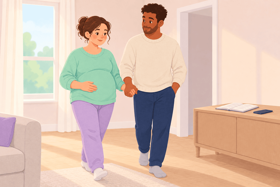 Illustration about early labor at home