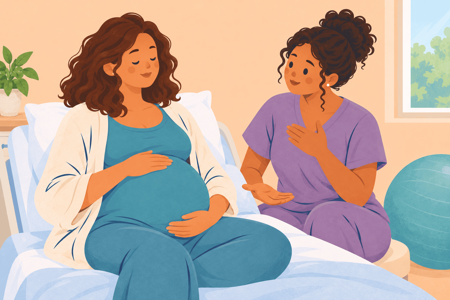 Illustration about labor pain relief