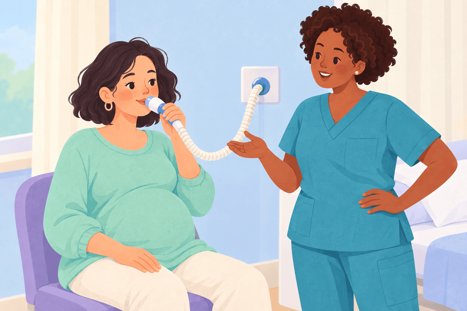 Illustration about gas and air in labor