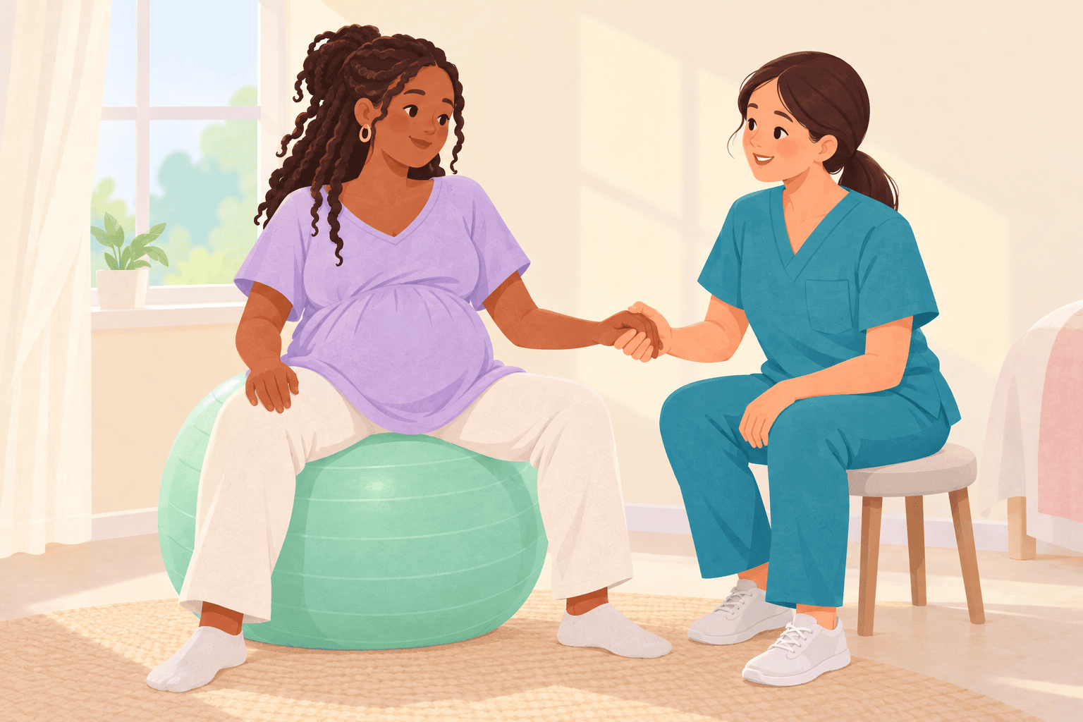 Illustration about movement during labor