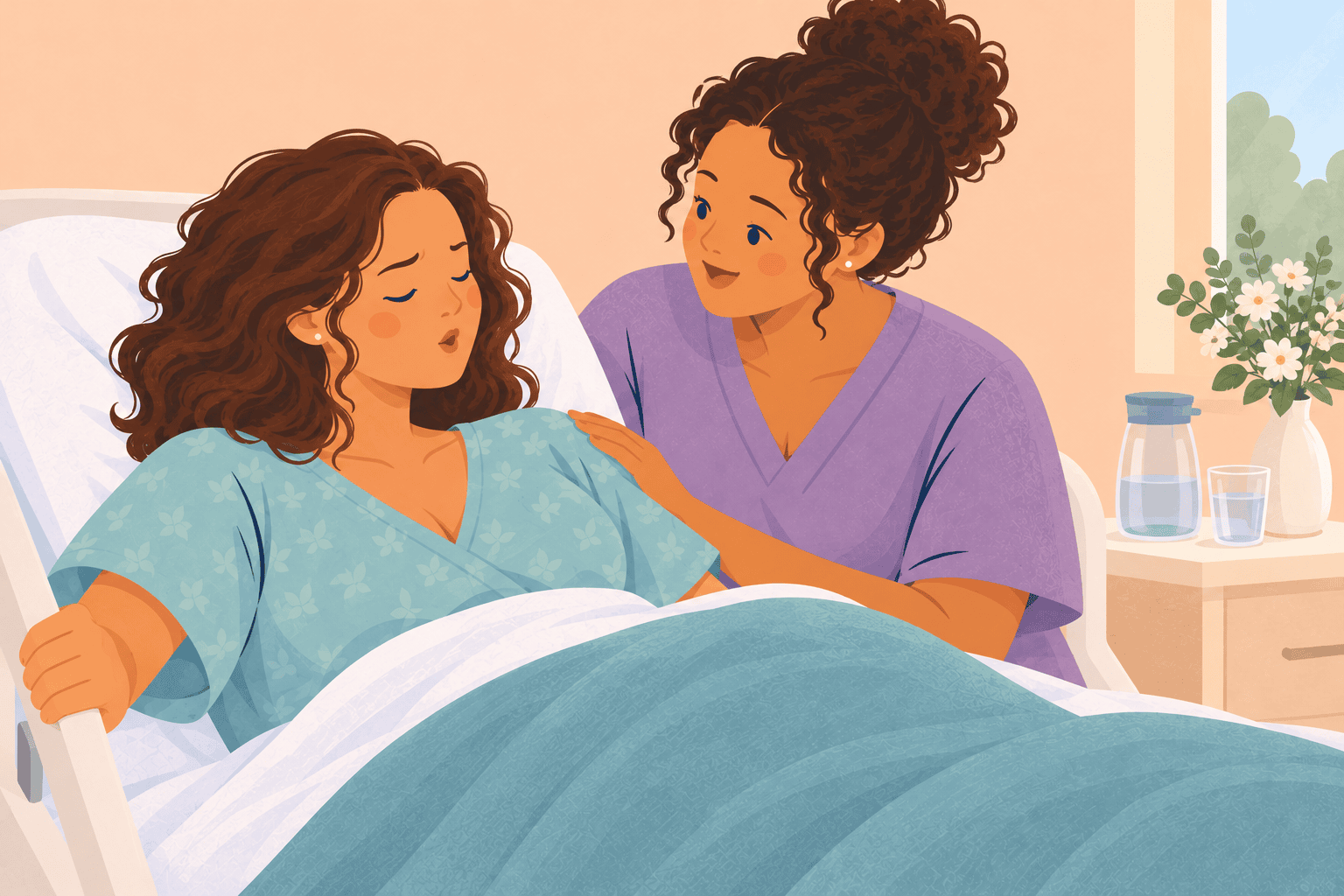 Illustration about pushing during labor