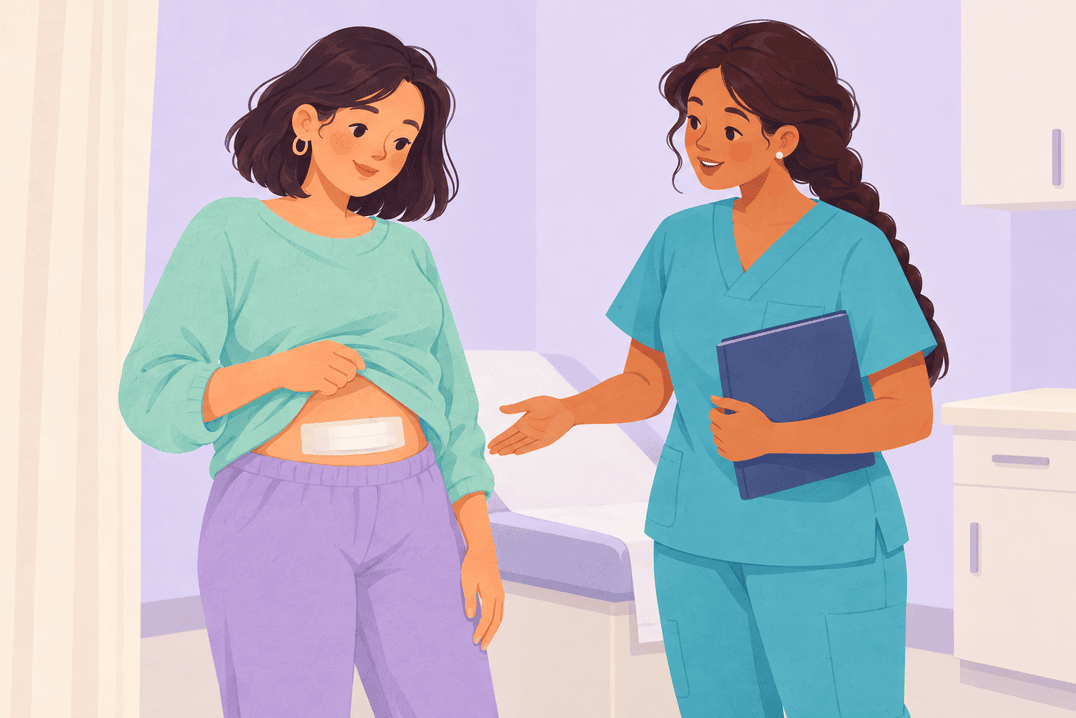 Illustration about cesarean wound care