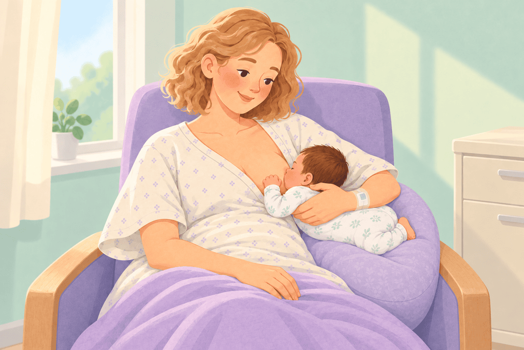 Illustration about feeding after a cesarean